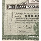 Vintage 1930s - 1950s Pennsylvania Railroad "Pennsy" Stock Certificate, Green