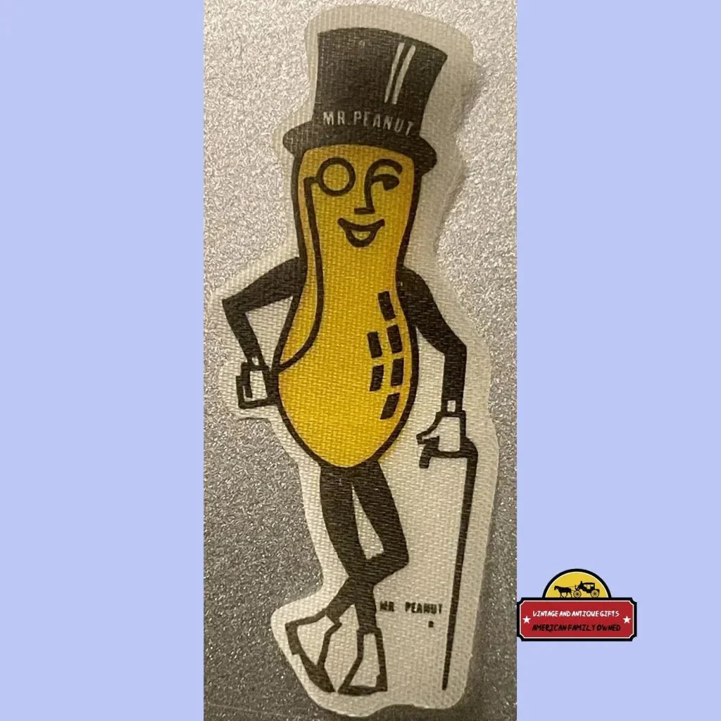 Rare 1950s Planters Mr. Peanut Cloth Sticker Antique Gift Find