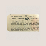 Vintage 1950s Swiss Warbler Bird Call Brings Nature's Melody Home