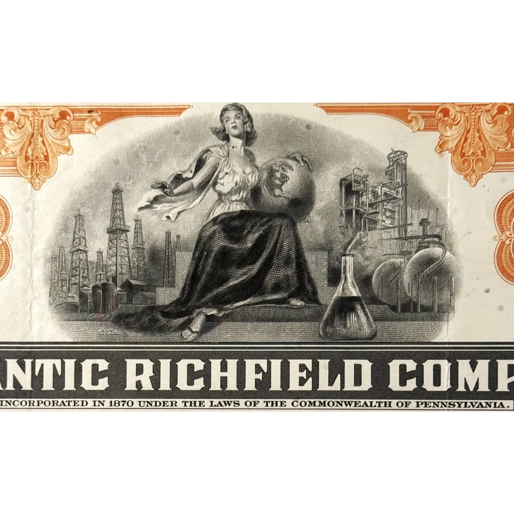 Rare Vintage 1960s Atlantic Richfield Stock Certificate ARCO Americana