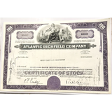 Rare Vintage 1960s Atlantic Richfield Stock Certificate Purple Gem