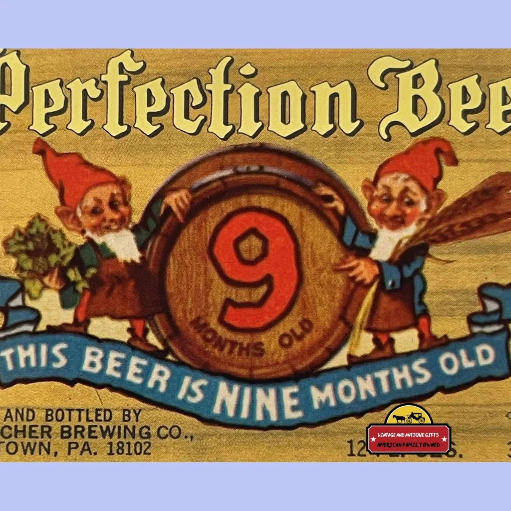 Rare 1960s Perfection Beer Label From Allentown PA
