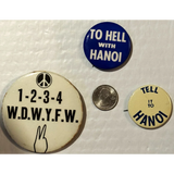 Rare Vintage 1960s Vietnam War Hell to Hanoi Pinback Button