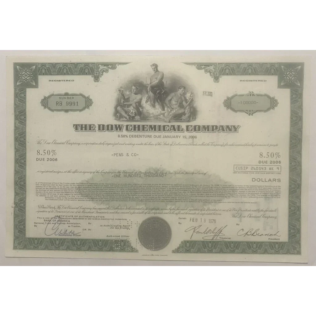 Rare 1970s Dow Chemicals Stock Certificate Collectible Treasure