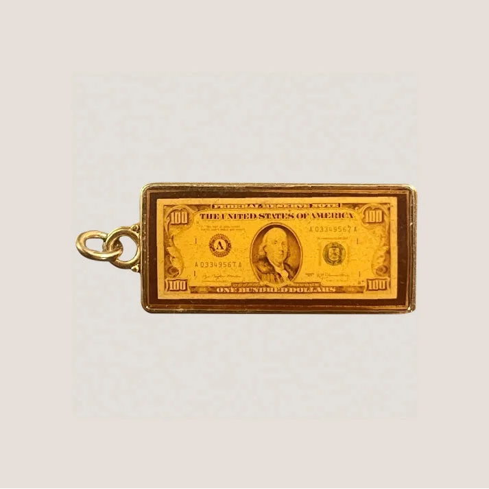 Vintage 1970s Gold Bill Keychain Fobs Antique Gift Duo