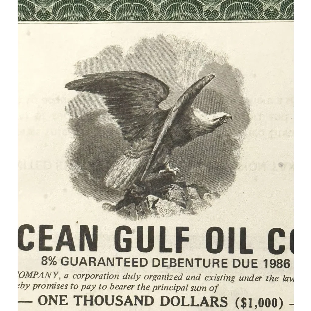 Rare 1971 Transocean Gulf Oil Bond Certificate Collectible