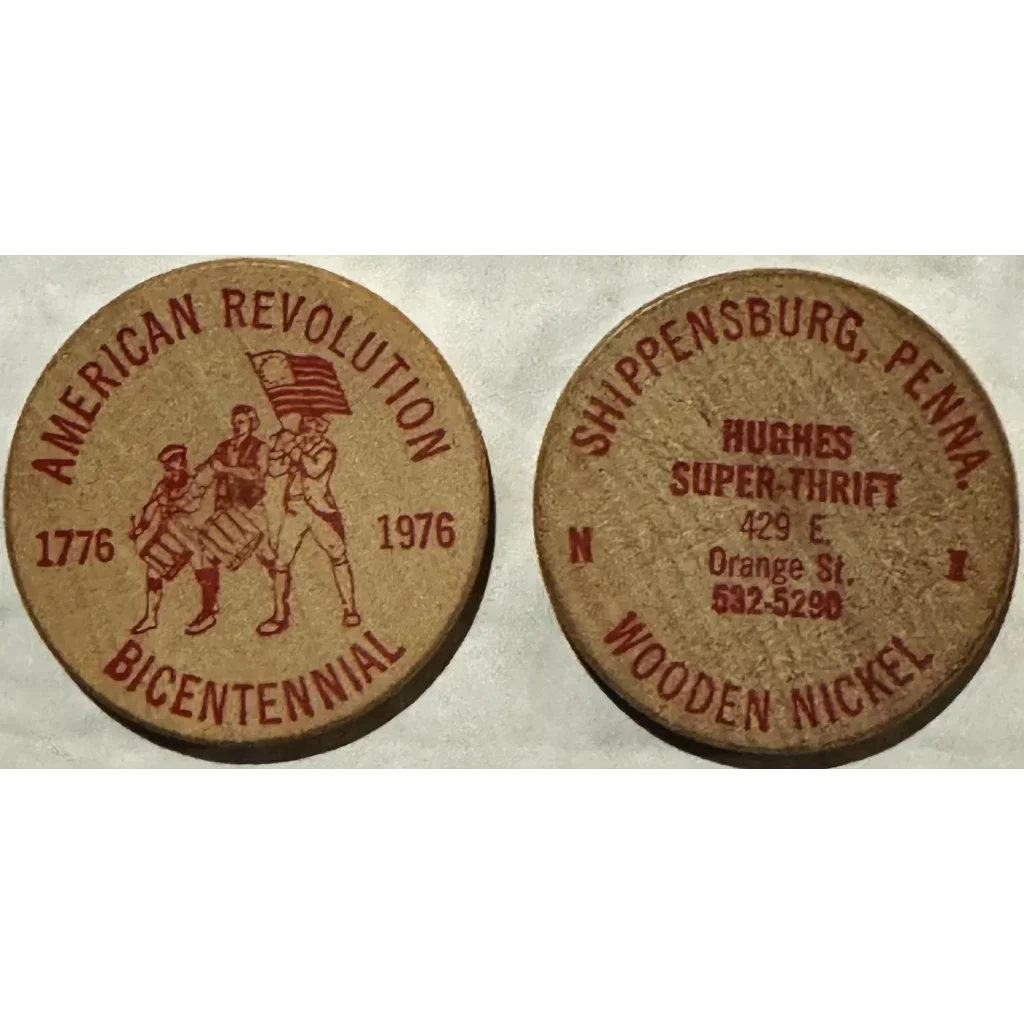 Rare 1976 American Revolution Wooden Nickel from Pennsylvania