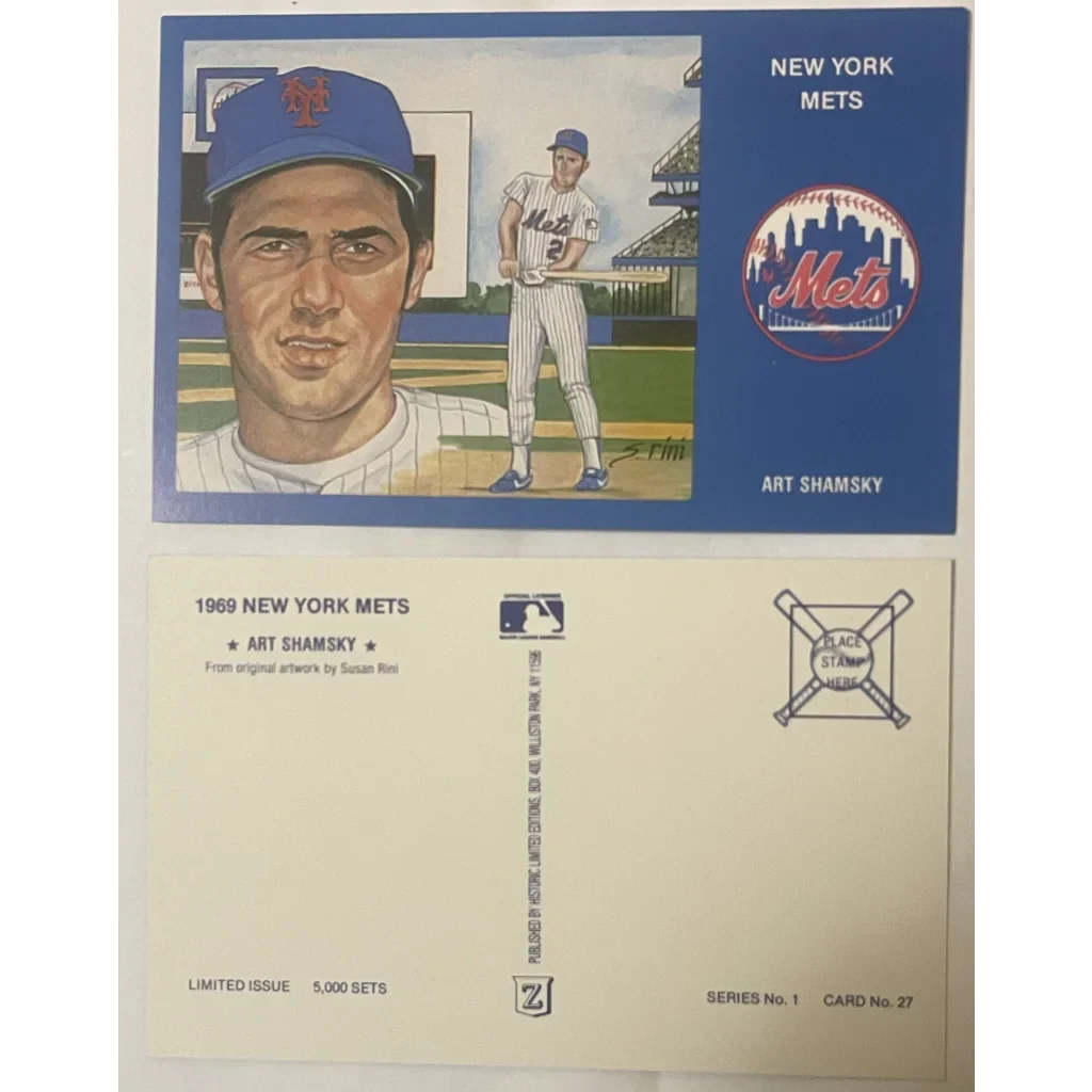 Rare 1980s Limited Edition Mets Postcard Featuring Art Shamsky