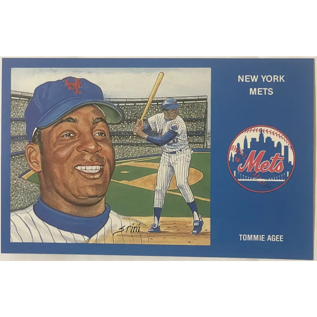 Rare 1980s Limited Edition Tommie Agee NY Mets Collectible Postcard