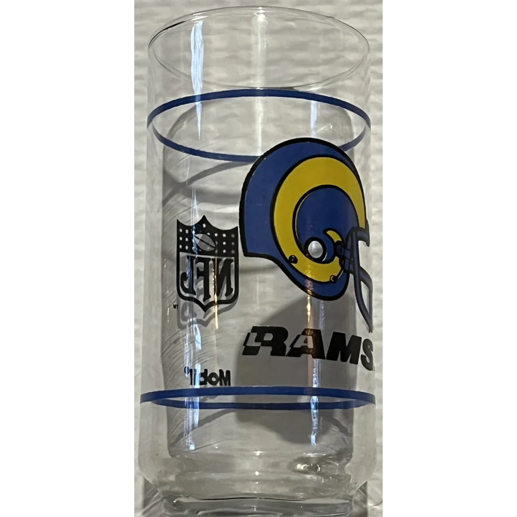 Rare Rams Collectible Glass Vintage 1980s NFL Mobil Set
