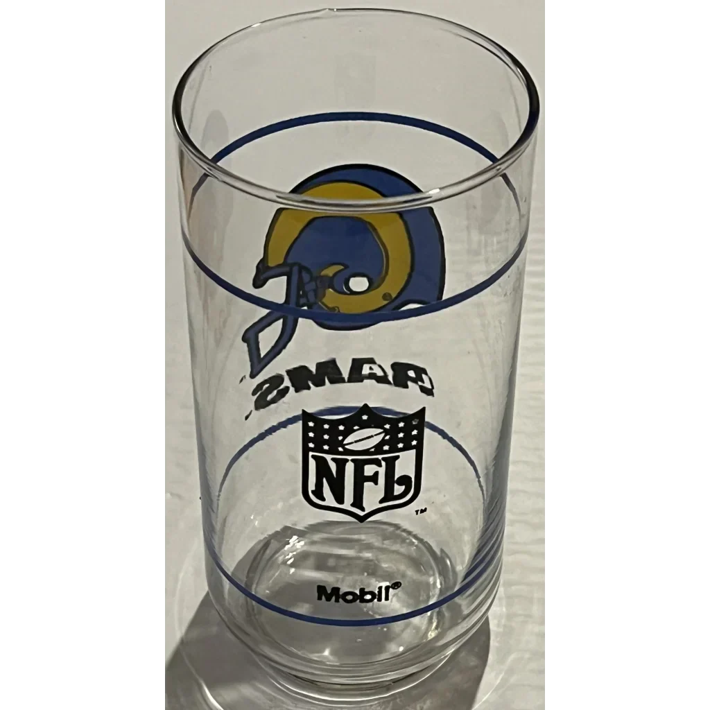 Rare Rams Collectible Glass Vintage 1980s NFL Mobil Set