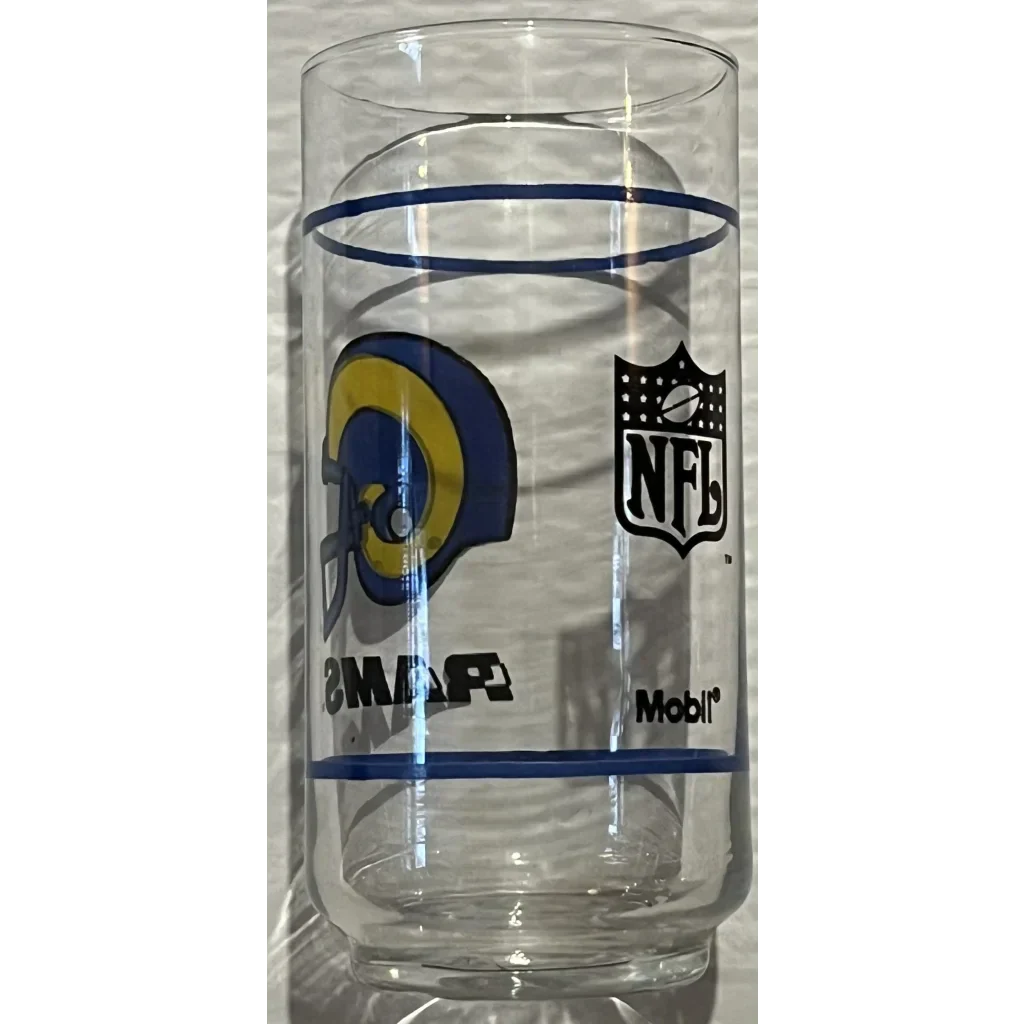 Rare Rams Collectible Glass Vintage 1980s NFL Mobil Set