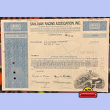 Rare 1980s San Juan Racing Stock Certificate Coca Cola Collectible