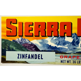 Vintage 1980s Sierra Hills Zinfandel Grape Crate Label Treasure