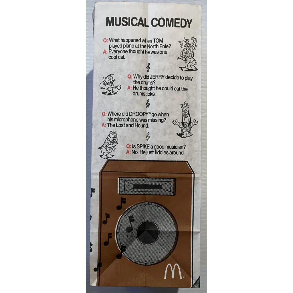 Vintage 80s Tom and Jerry Happy Meal Bag Nostalgic Antique Gift