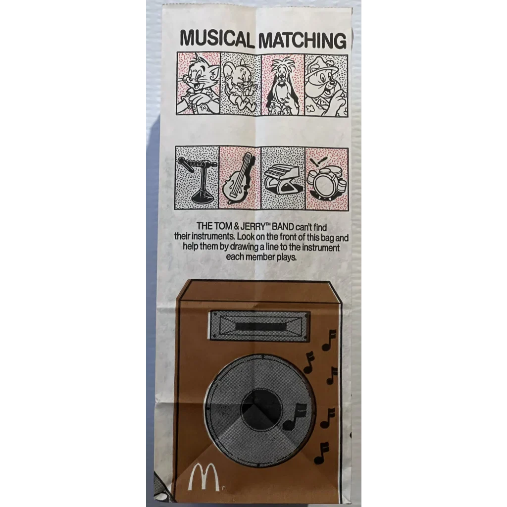 Vintage 80s Tom and Jerry Happy Meal Bag Nostalgic Antique Gift