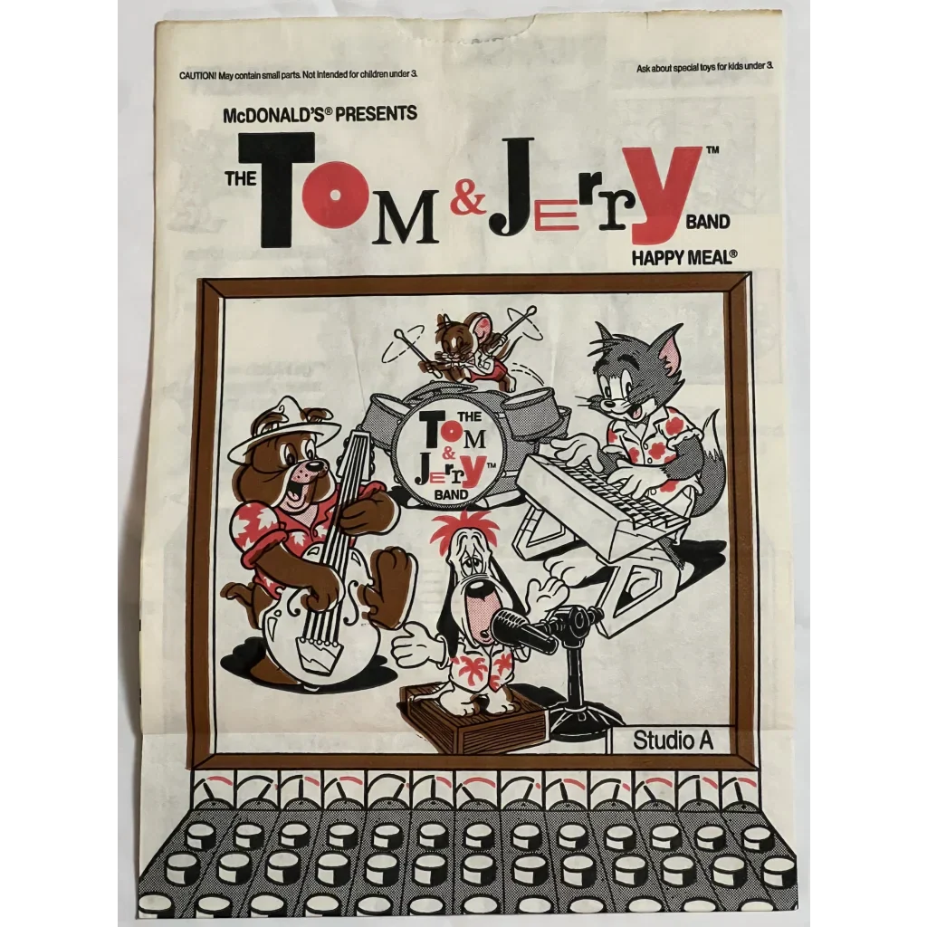 Vintage 80s Tom and Jerry Happy Meal Bag Nostalgic Antique Gift
