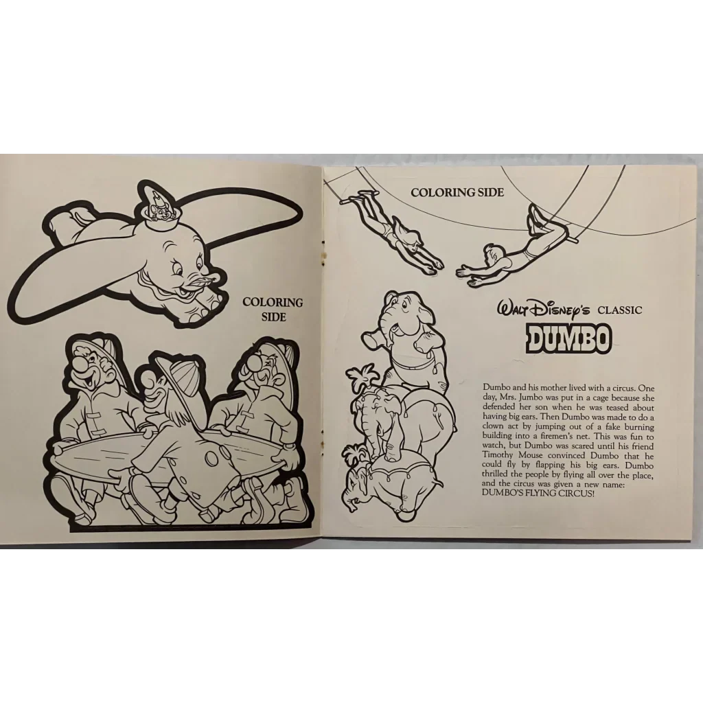 Vintage Walt Disney Dumbo Press Book Antique Gift from 1987