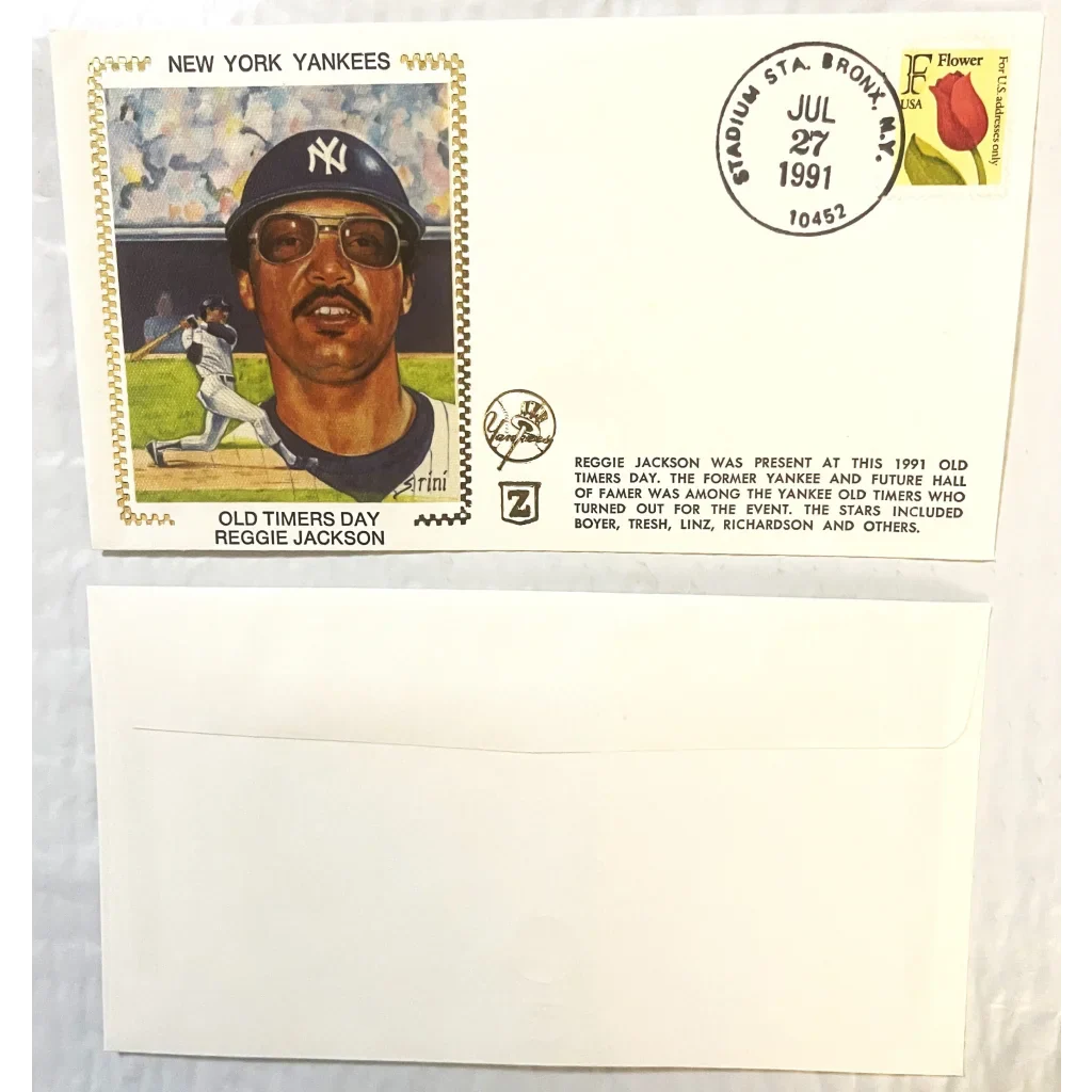 Rare 1991 Reggie Jackson Gold Embossed Yankees Collectible Envelope