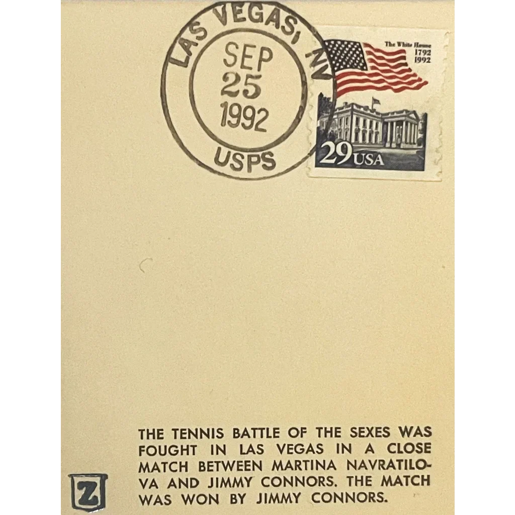 Rare 1992 Battle of Sexes Embossed Stamped Envelope Tennis Treasure
