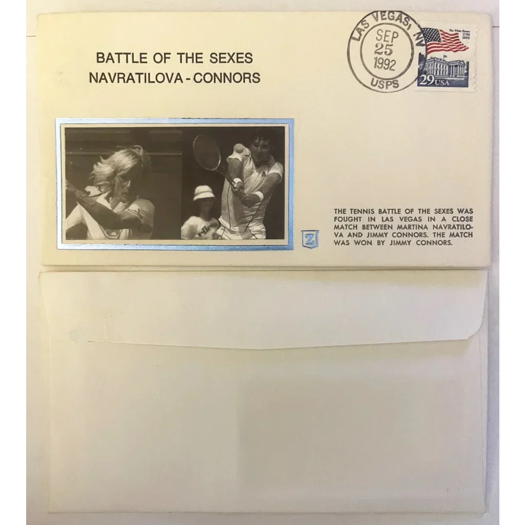 Rare 1992 Battle of Sexes Embossed Stamped Envelope Tennis Treasure