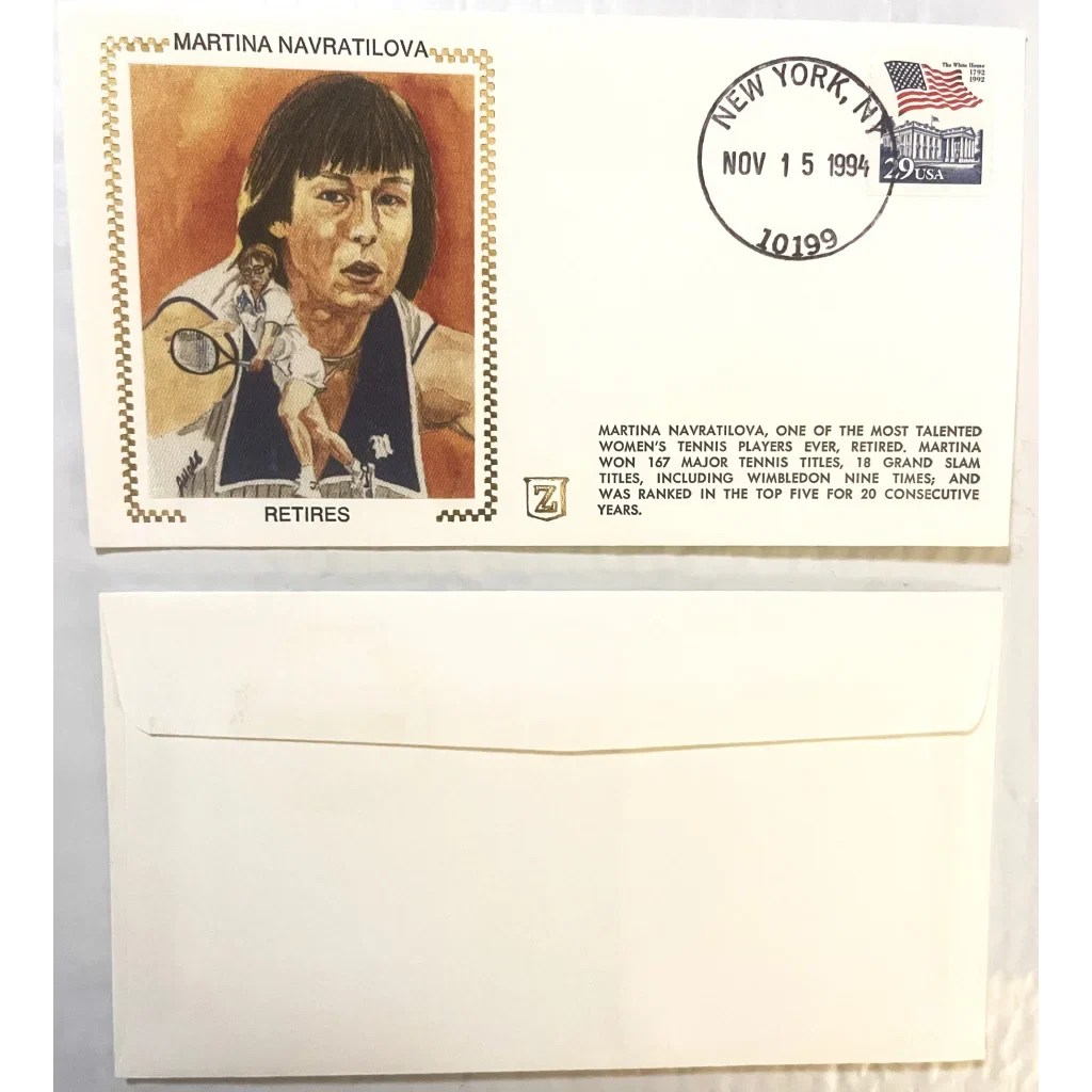 Rare Martina Navratilova Retires Tennis Envelope Collectible