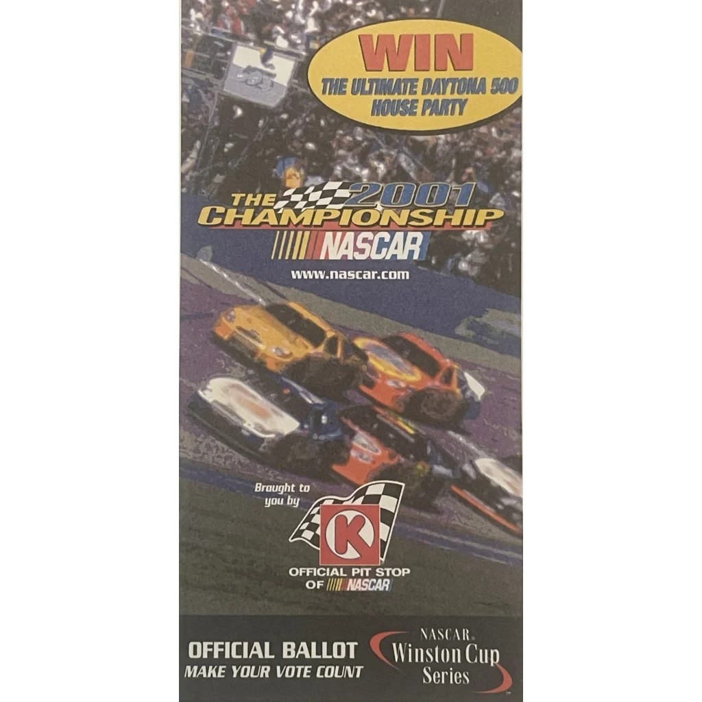 Rare 2001 Winston Cup Ballot NASCAR Collectible