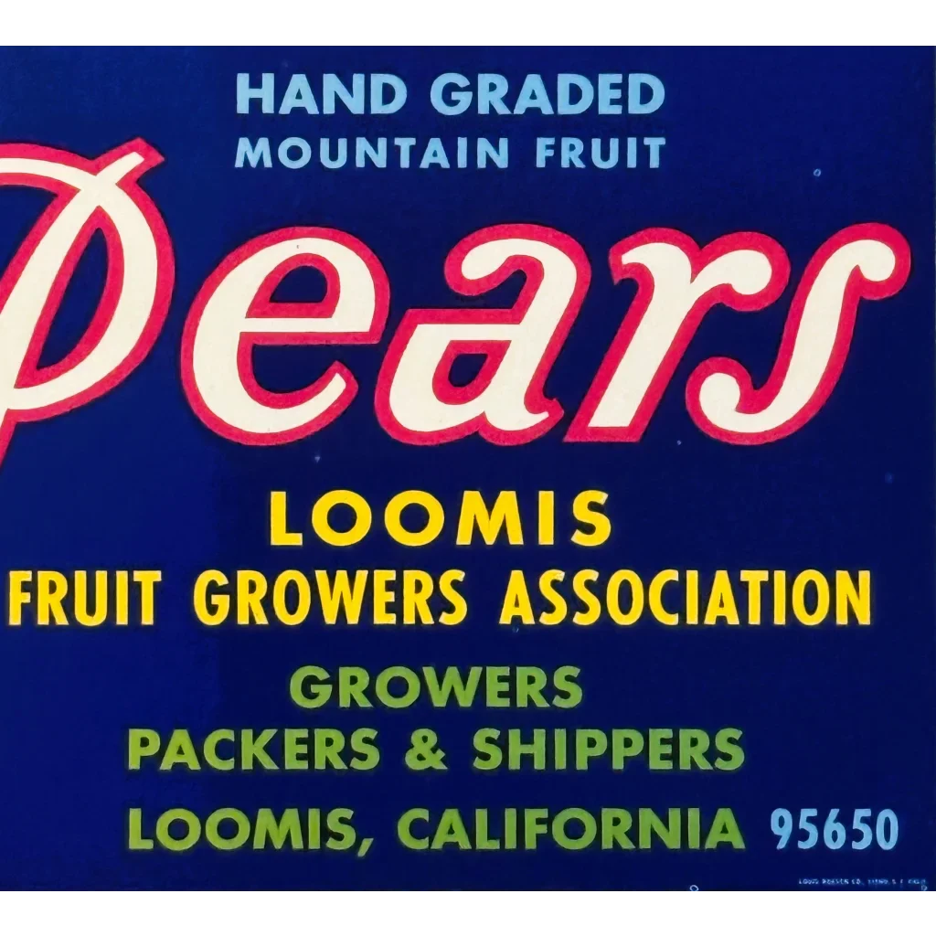 Vintage 70s High Hand Pear Label Brings Loomis Charm to Life