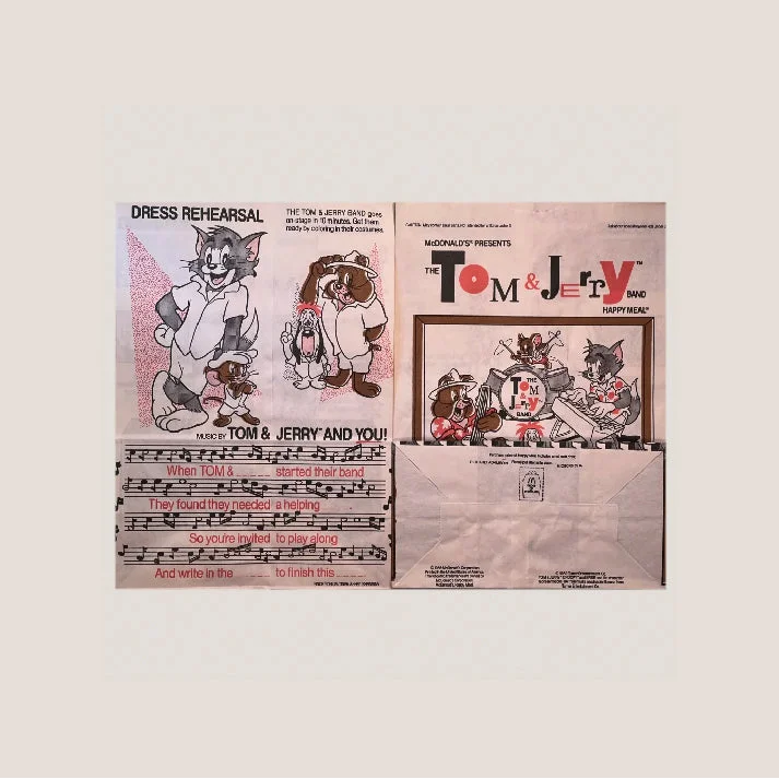 Vintage 80s Tom and Jerry Happy Meal Bag Nostalgic Antique Gift