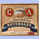 Rare 1930s C A Sparkling Beverages Antique Vintage Label
