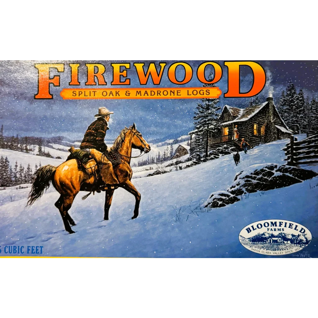 Vintage Cowboy Firewood Label Brings Winter Nostalgia to Life