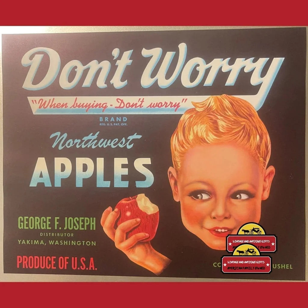 Rare 1940s Yakima Apples Crate Label Vintage Antique Collectible