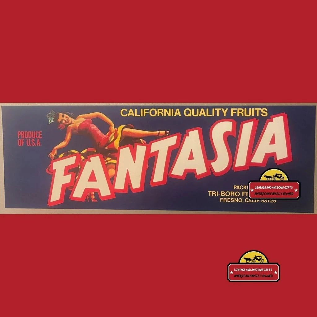 Rare 1980s Fantasia Crate Label Showcases Enchanting Dancer