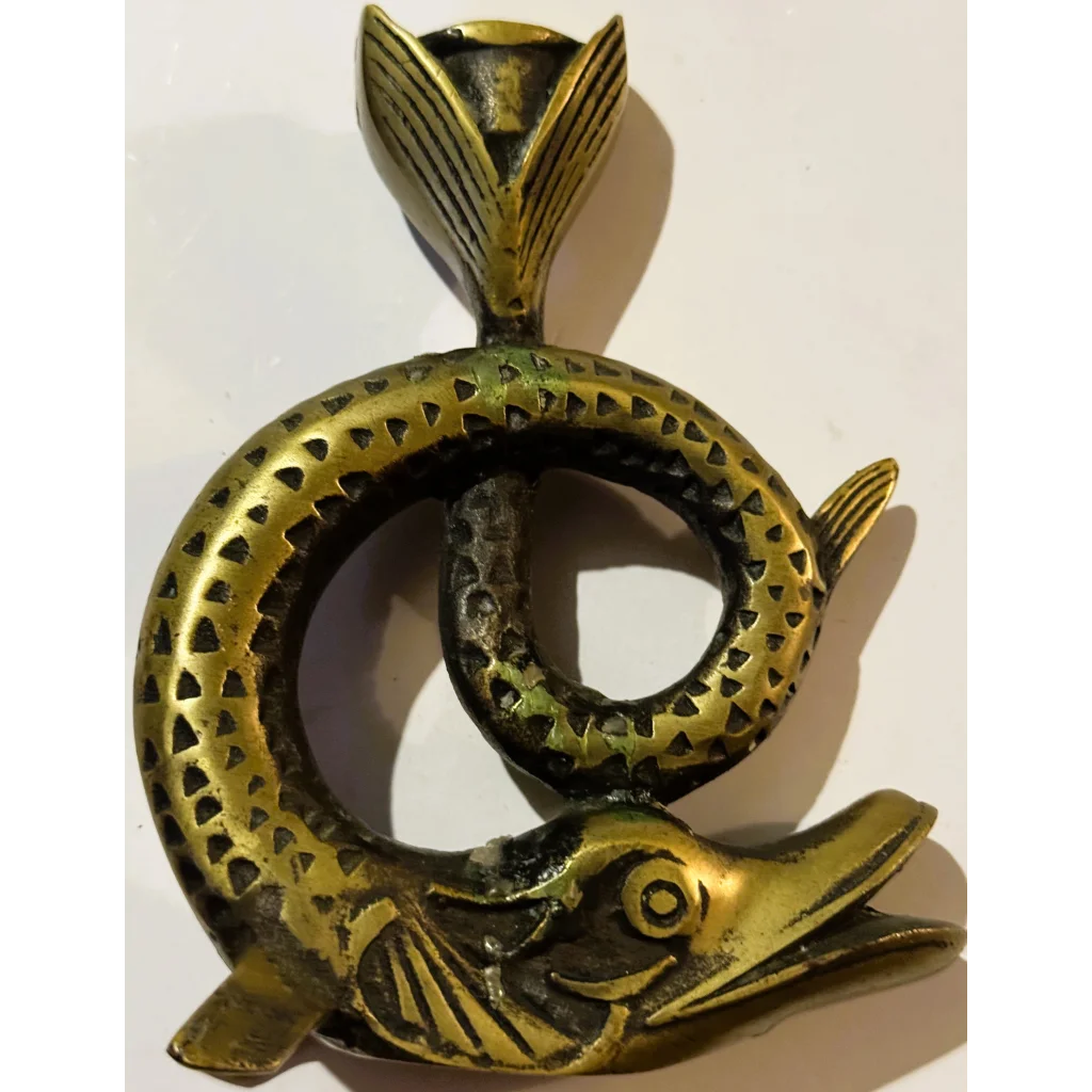 Vintage French Bronze Fish Candlestick Swims into Your Collection