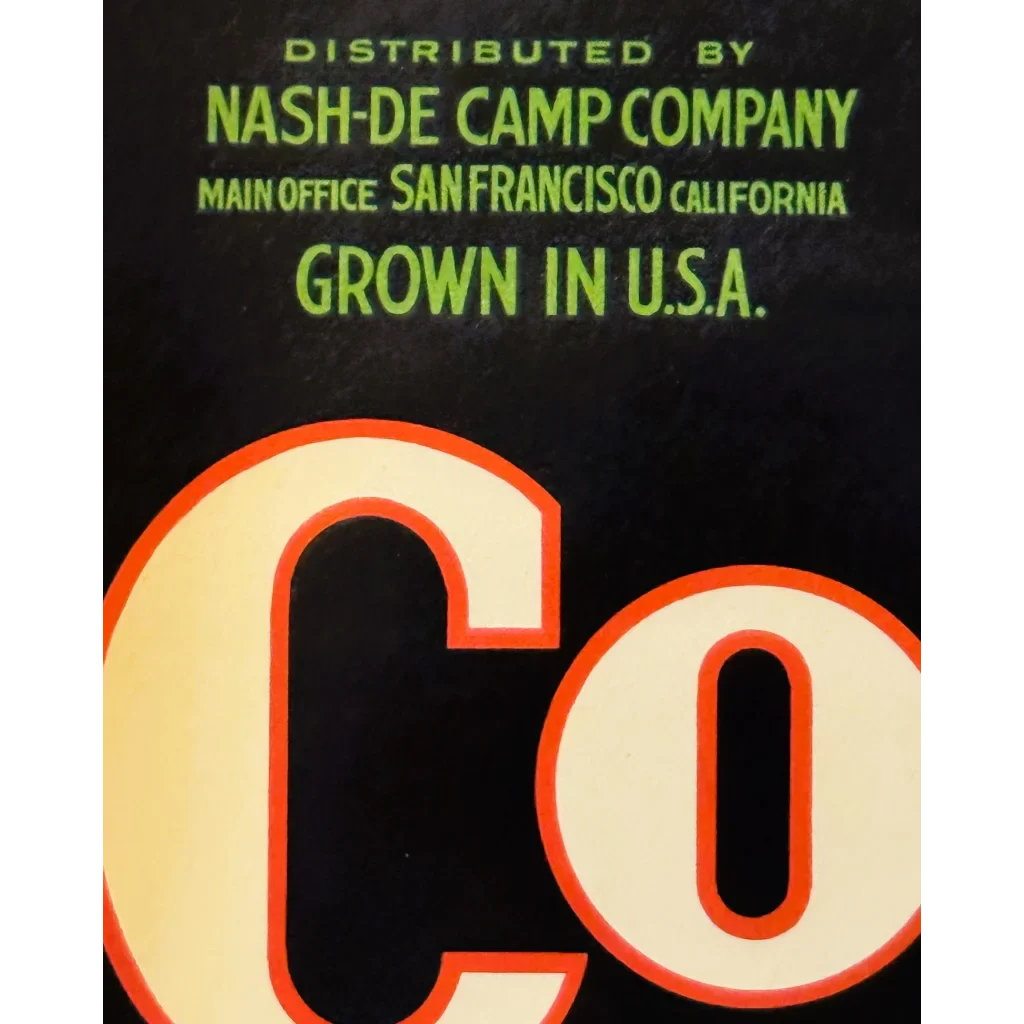 Vintage Nash-De Camp Coin Asparagus Crate Label Treasure