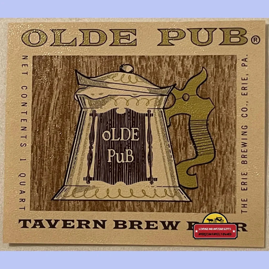 Rare Vintage Beer Label from Erie Brewing Company's Olde Pub Era