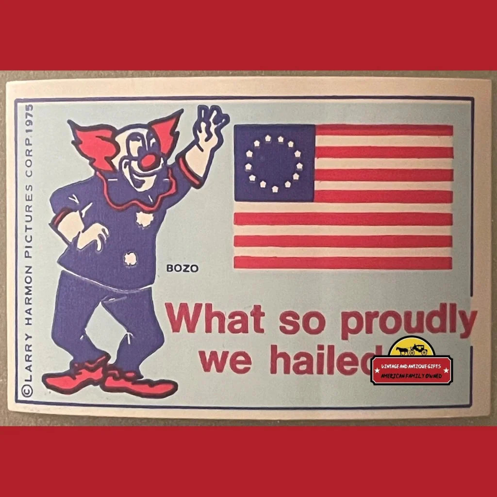 Rare Vintage Patriotic Bicentennial Bozo Stickers from 1975