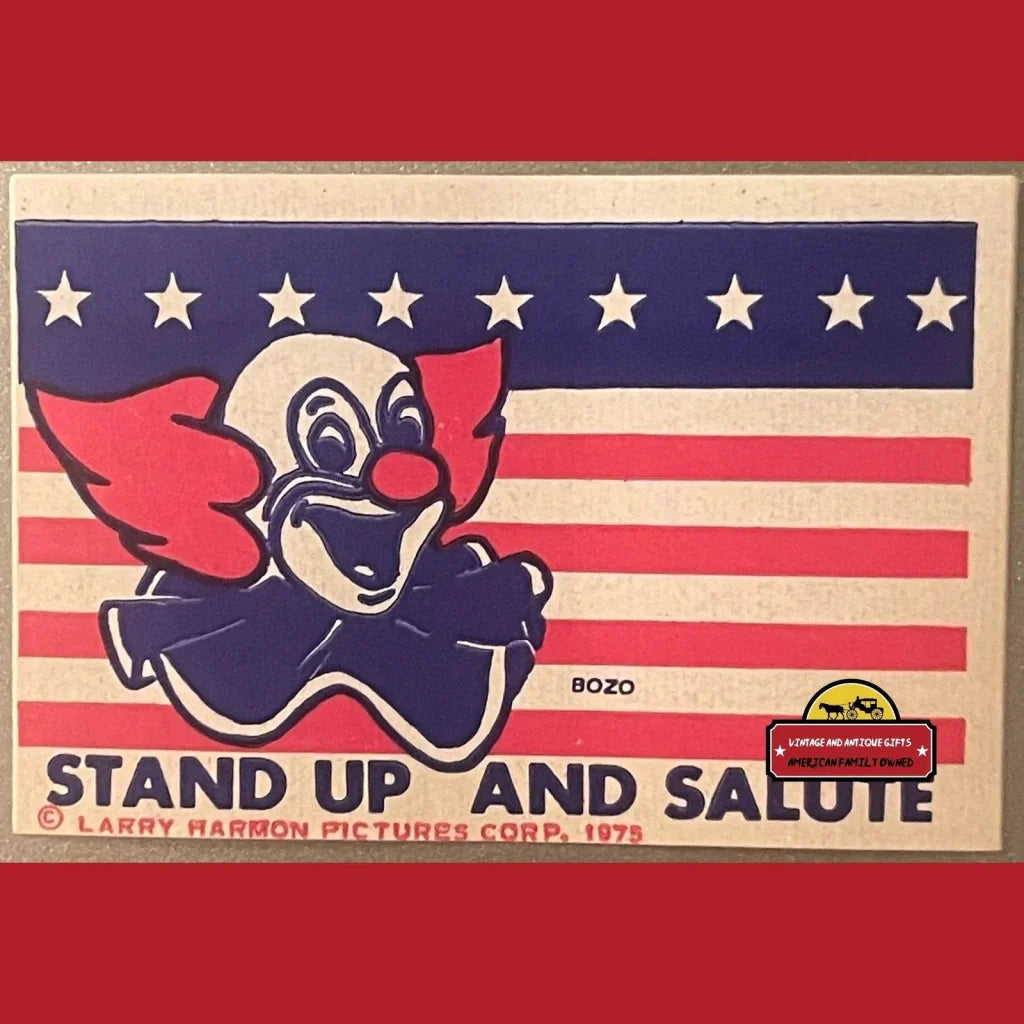 Rare Vintage Patriotic Bicentennial Bozo Stickers from 1975