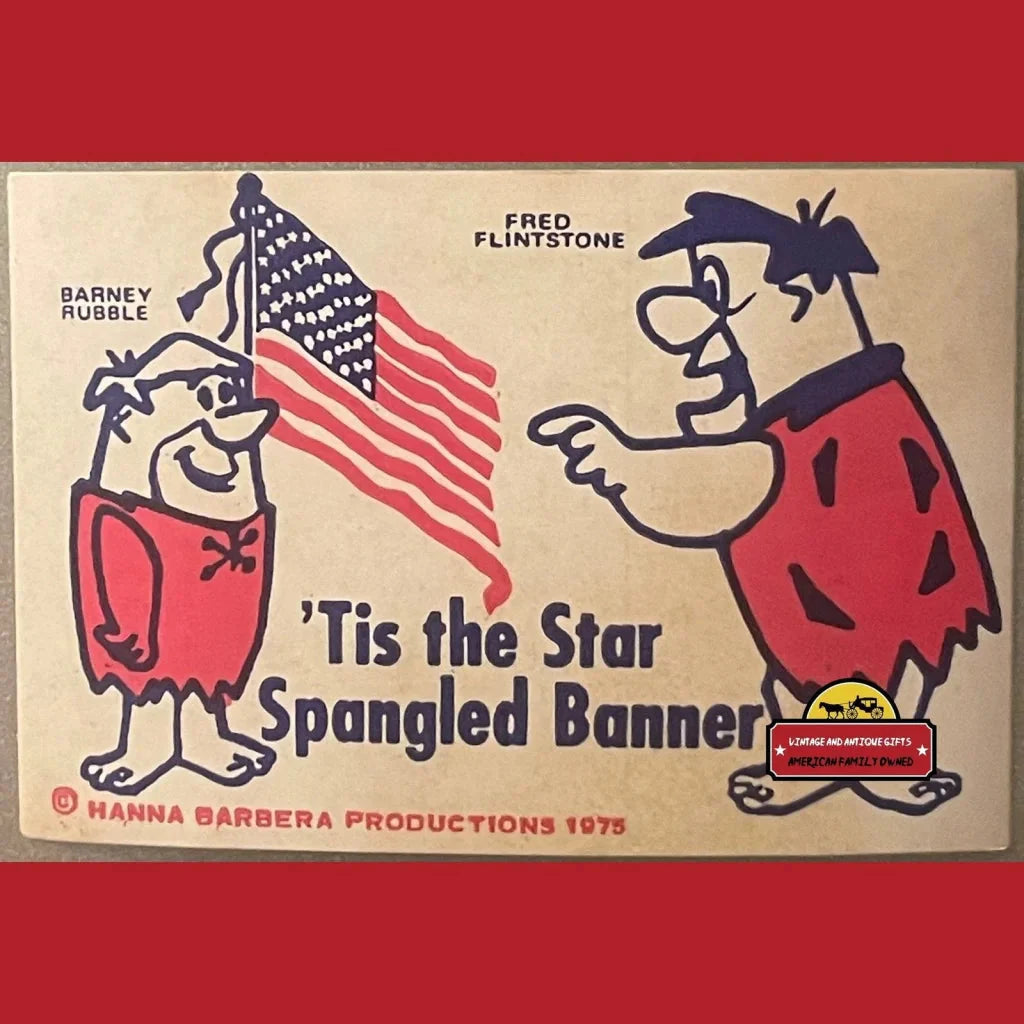 Rare Vintage Patriotic Fred Flintstone and Barney Rubble Stickers