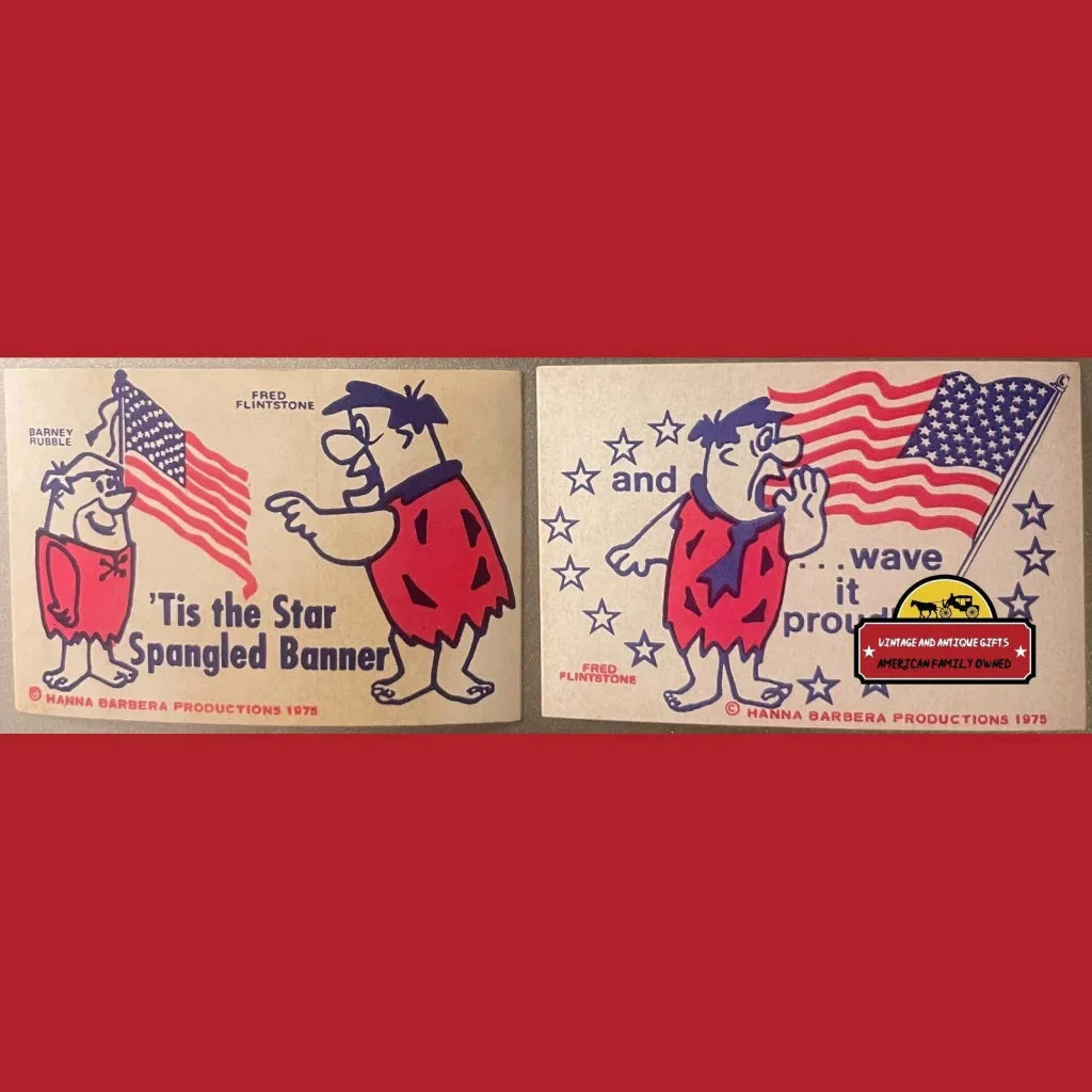 Rare Vintage Patriotic Fred Flintstone and Barney Rubble Stickers