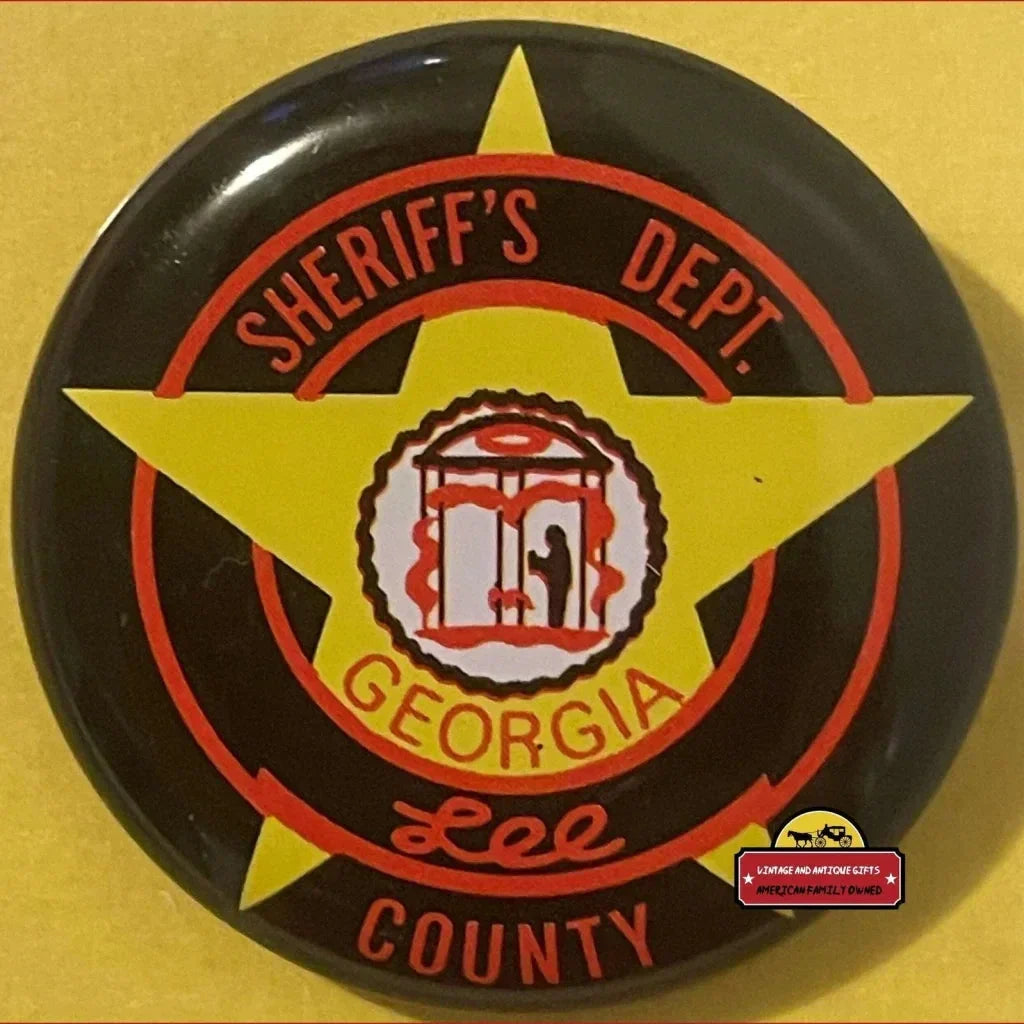 Rare 1950s Lee County Vintage Tin Litho Police Badge Collectible