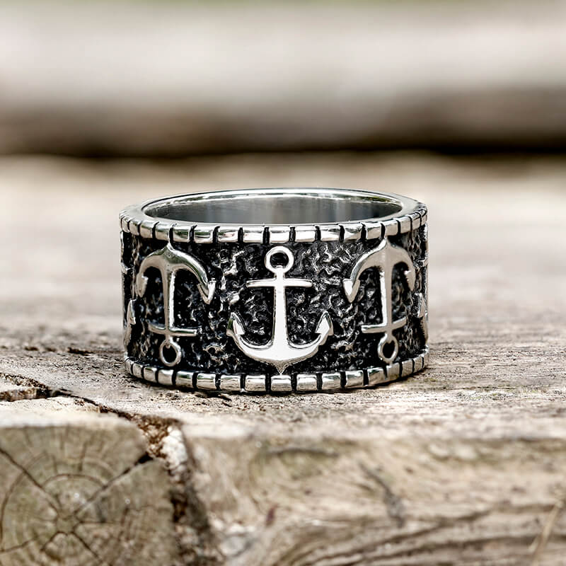 Vintage Anchor Stainless Steel Marine Ring
