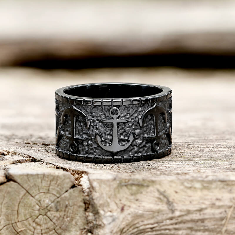 Vintage Anchor Stainless Steel Marine Ring