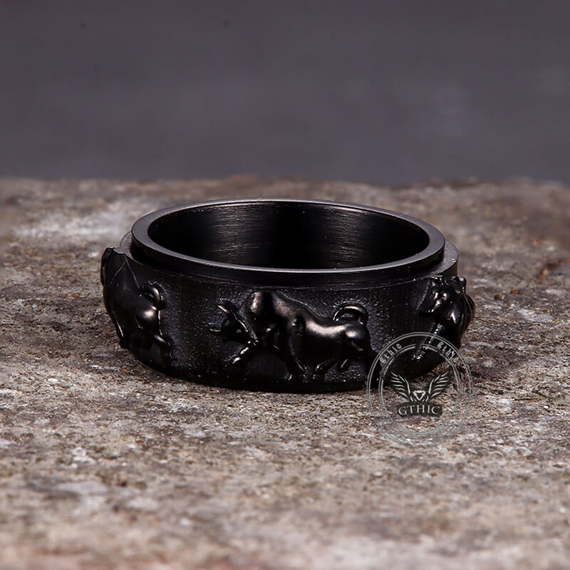Vintage Bull Stainless Steel Spinner Ring
