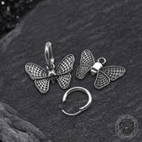 Vintage Butterfly Skull Stainless Steel Hoop Earrings