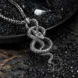 Vintage Coiled Snake Stainless Steel Pendant