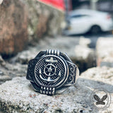 Vintage Compass Anchor Stainless Steel Marine Ring
