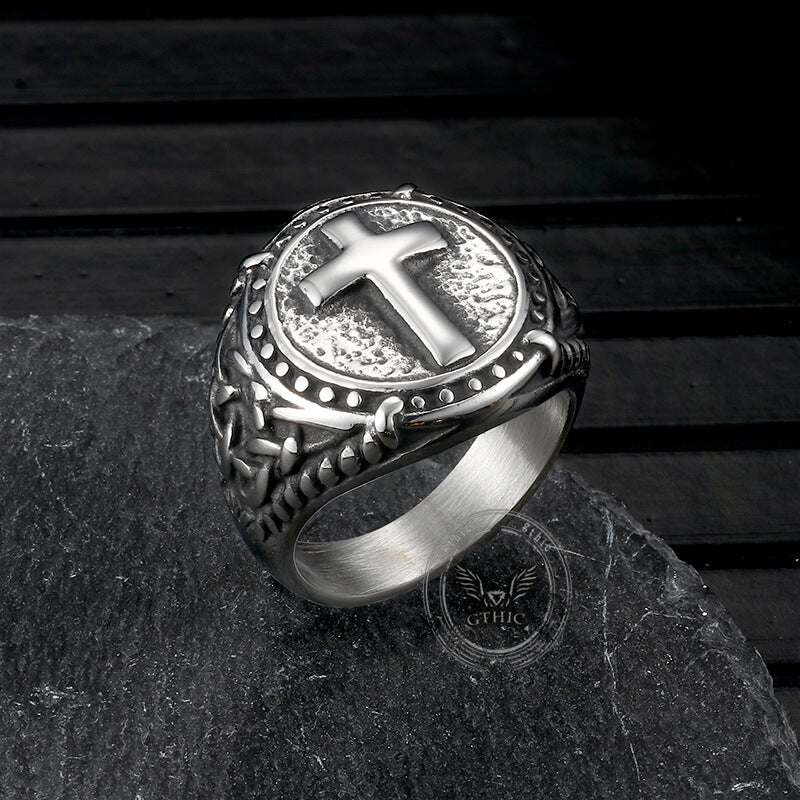 Vintage Cross Knot Stainless Steel Ring