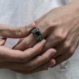 Vintage Cross Stainless Steel Gemstone Ring