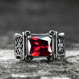Vintage Cross Stainless Steel Gemstone Ring